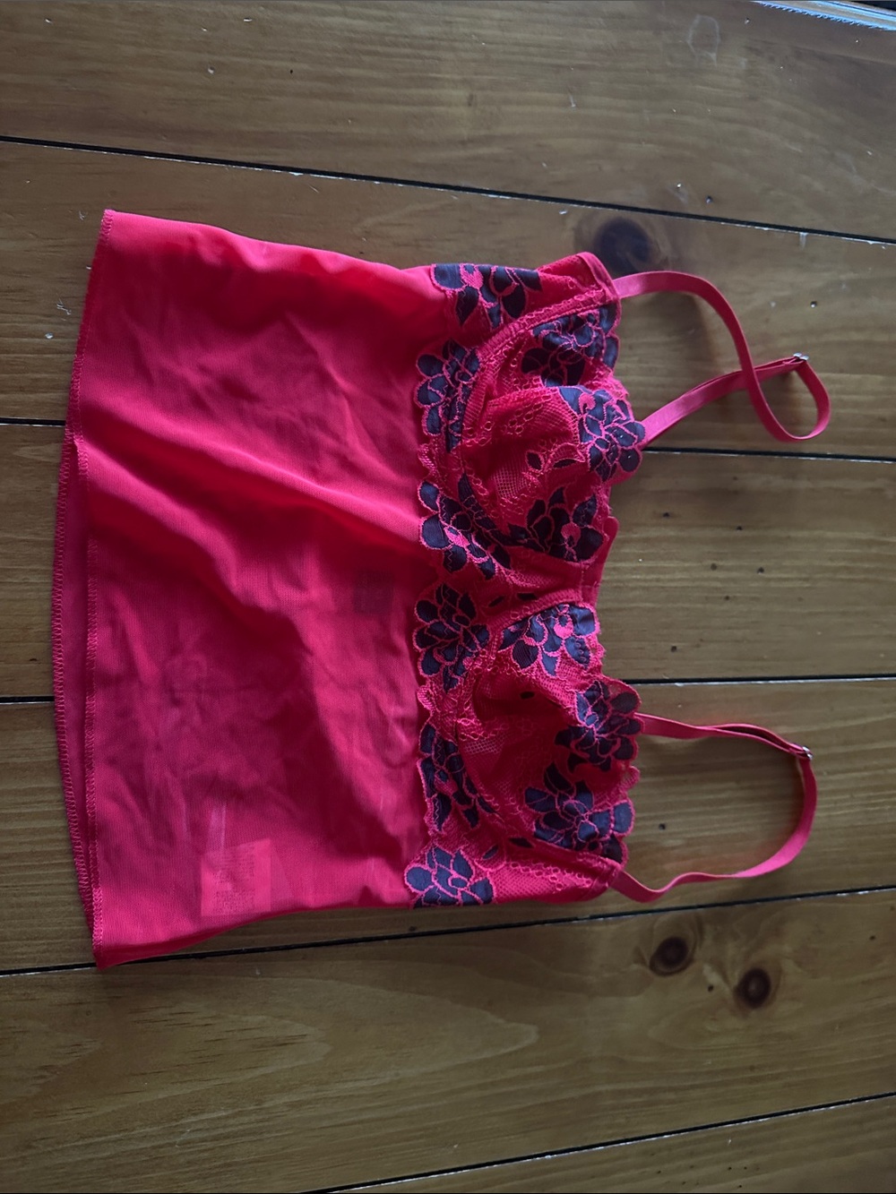 Red Lace-Trim Bustier Top